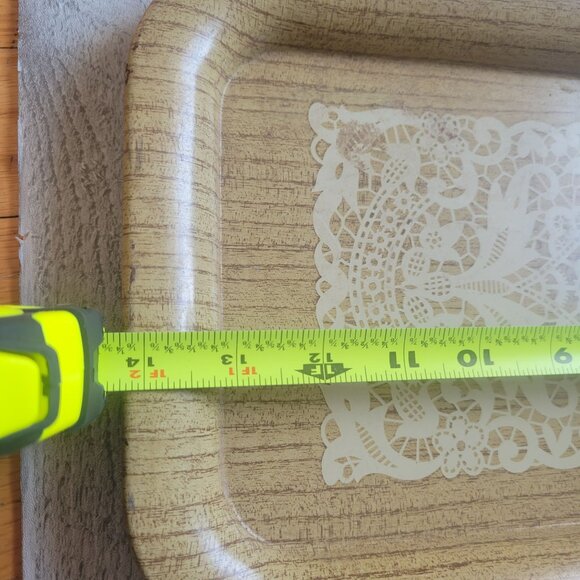 Set Of 2 Vintage Mid-Century Decorative Trays With Floral Lace Design - Picture 7 of 8